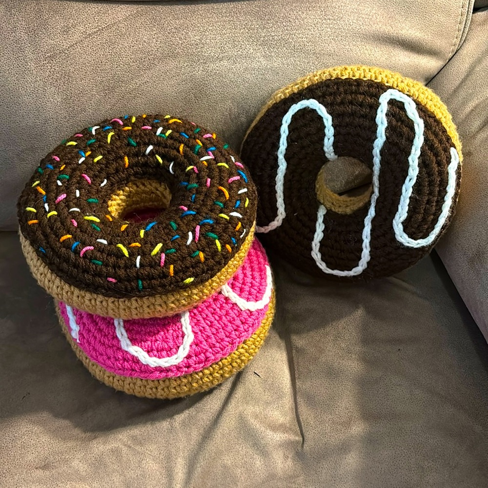 Chocolate Donut with White Drizzle Frosting Decor/Toy